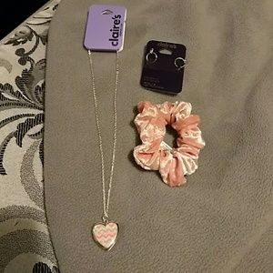 Heart Shaped Locket,  Scrunchie and Sterling silve